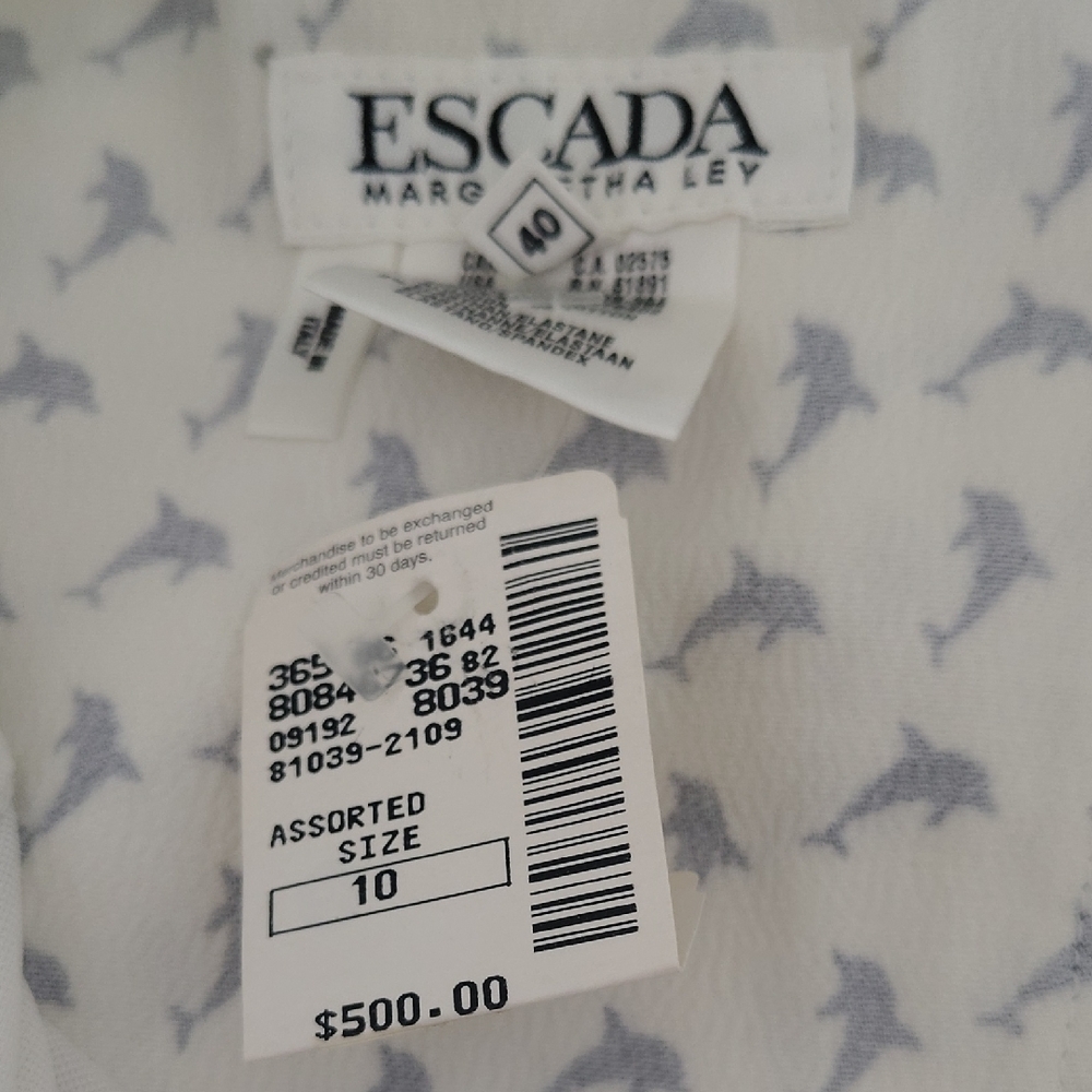 Escada White and Gray Straight Leg Pants